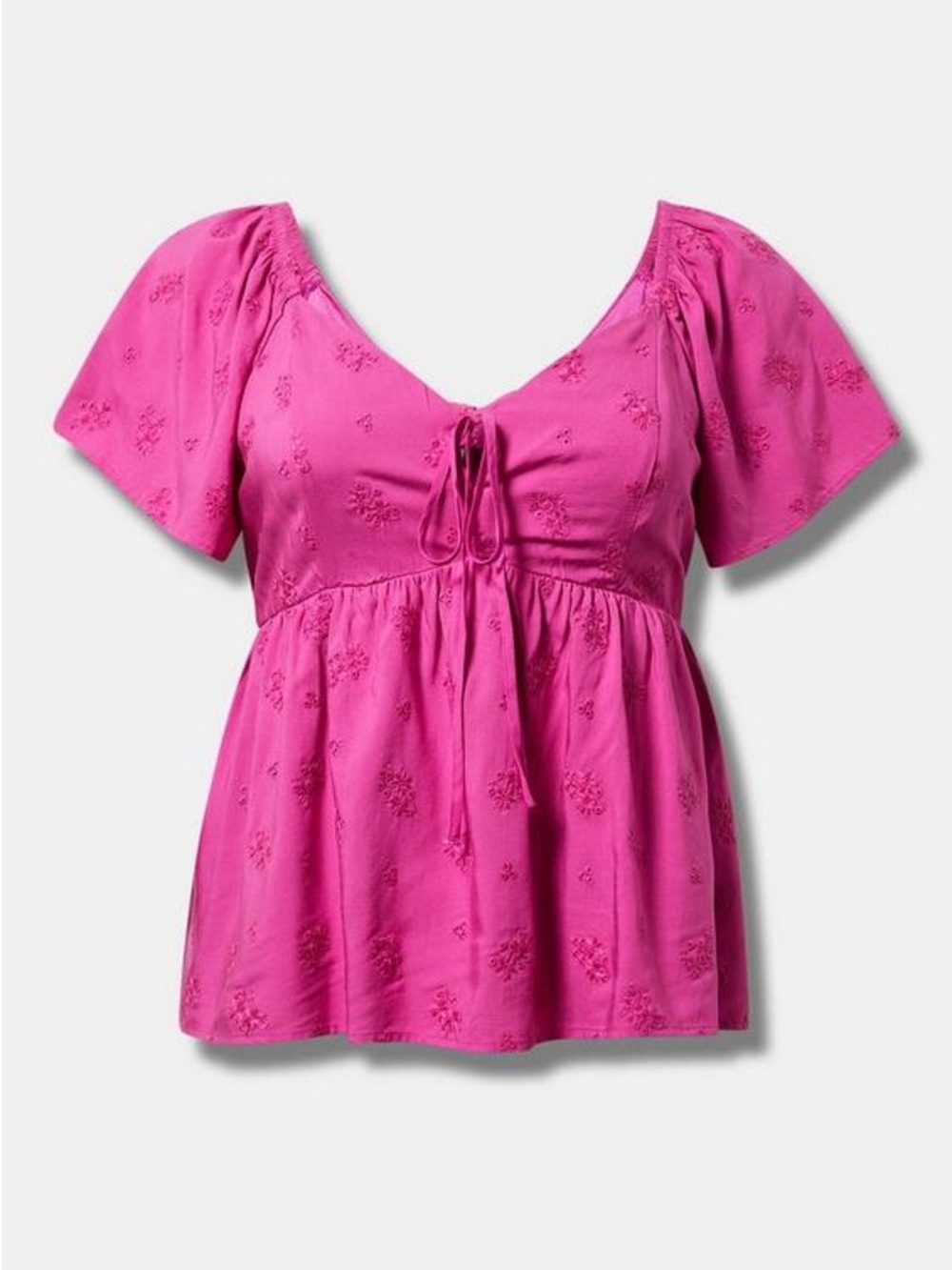 Women’s bright pink challis peplum top from Torrid size 0 NWT